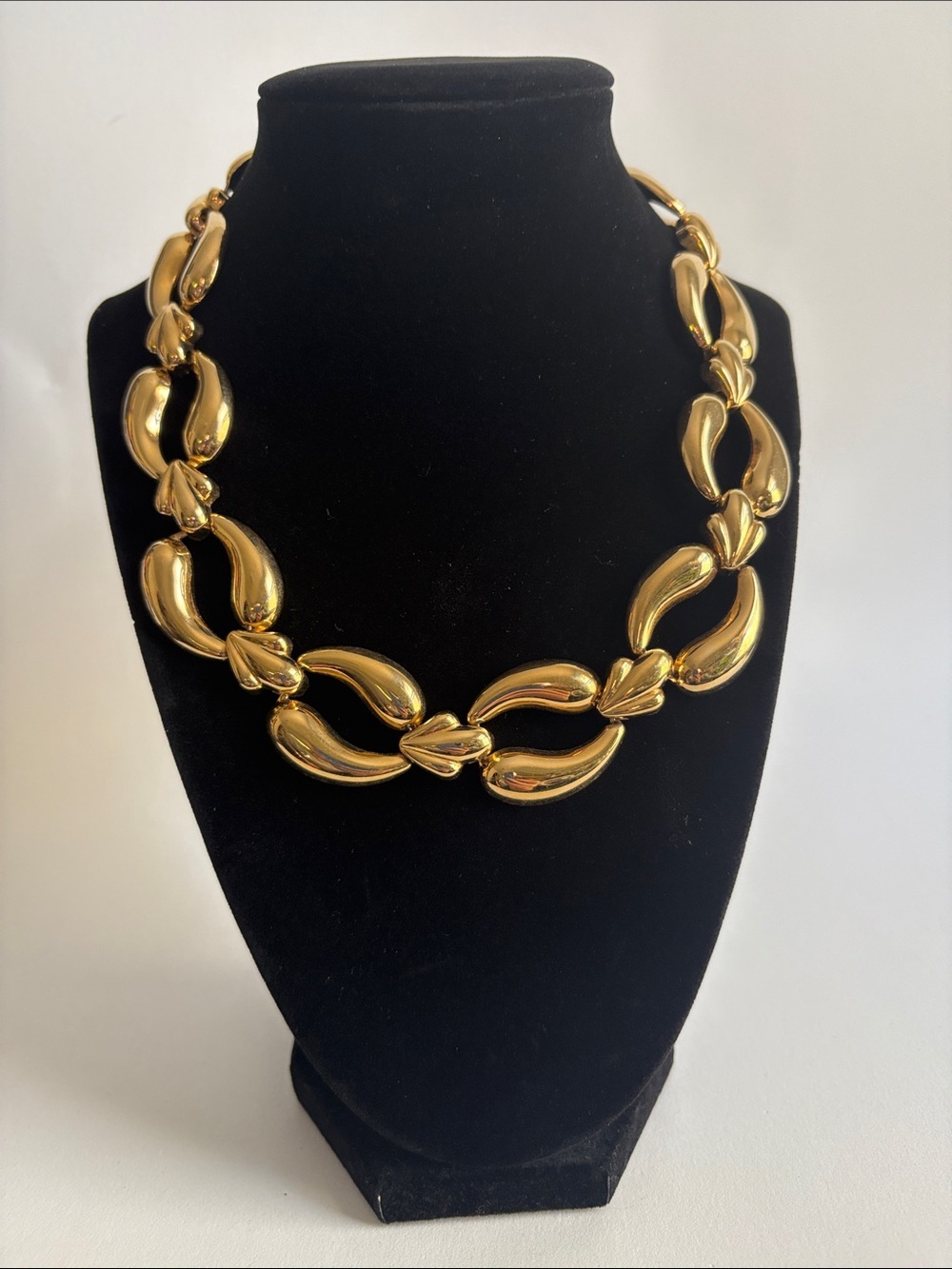Gold Chunky Link Necklace Curved Statement Women Jewelry